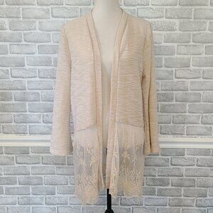 Cupio Cardigan Open Front Cottagecore Lace Bohemian Light Weight Feminine XL